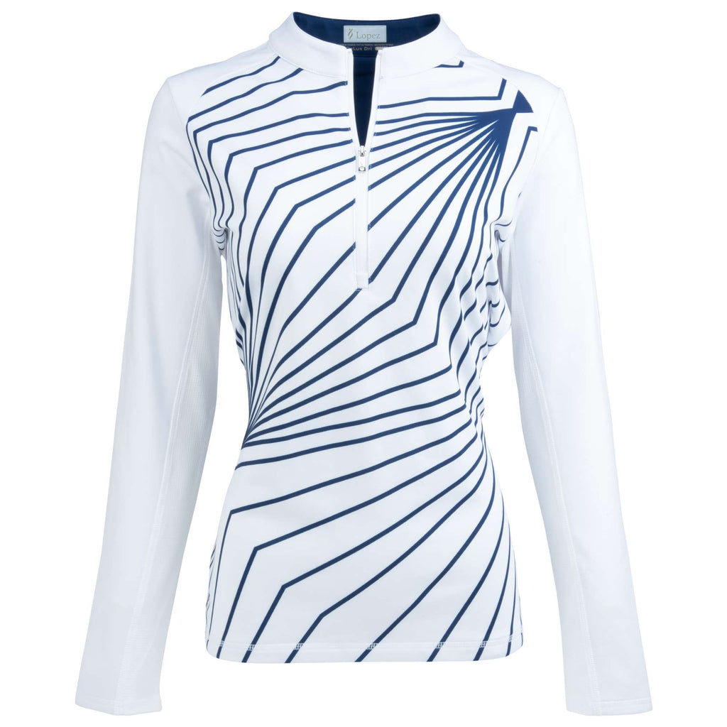 Nancy Lopez  Fractal Blast Qz Pullover White Multi