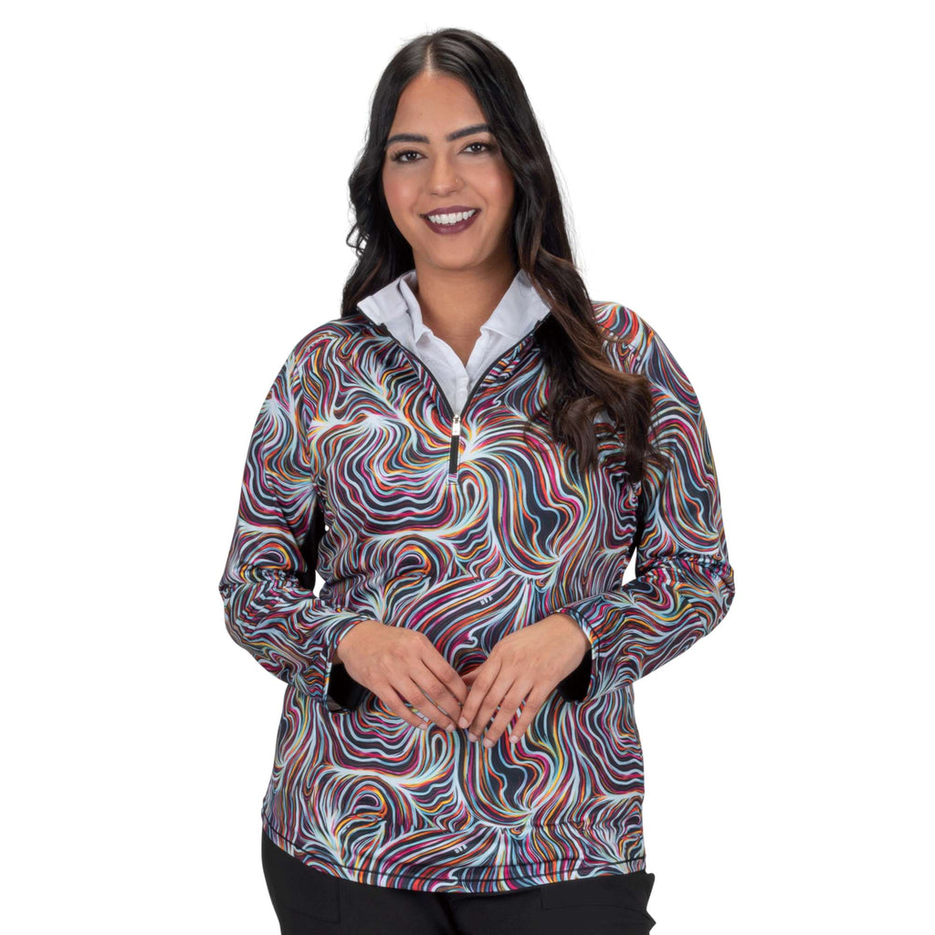 Nancy Lopez  Blast Qz Pullover Plus Black Multi