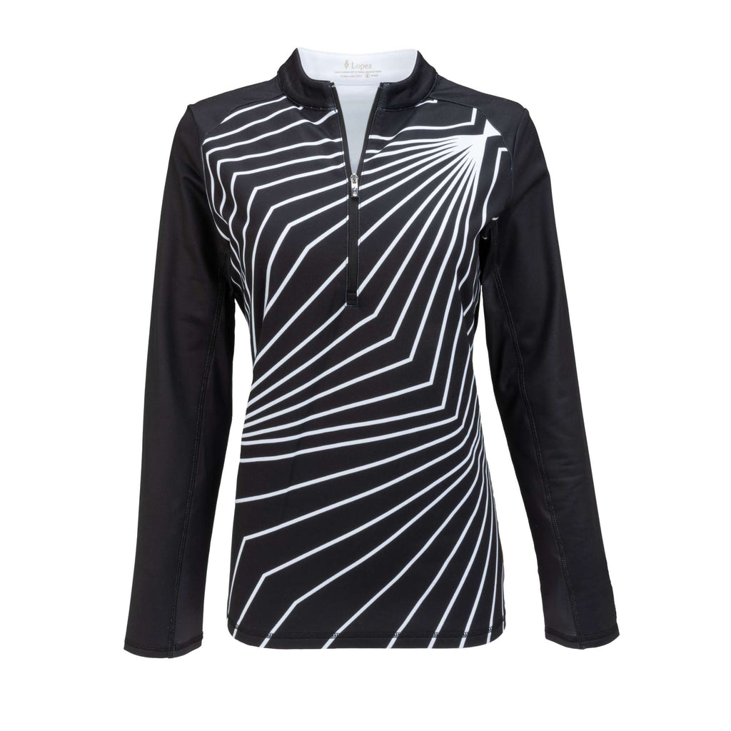 Nancy Lopez  Fractal Blast Qz Pullover Plus Black Multi