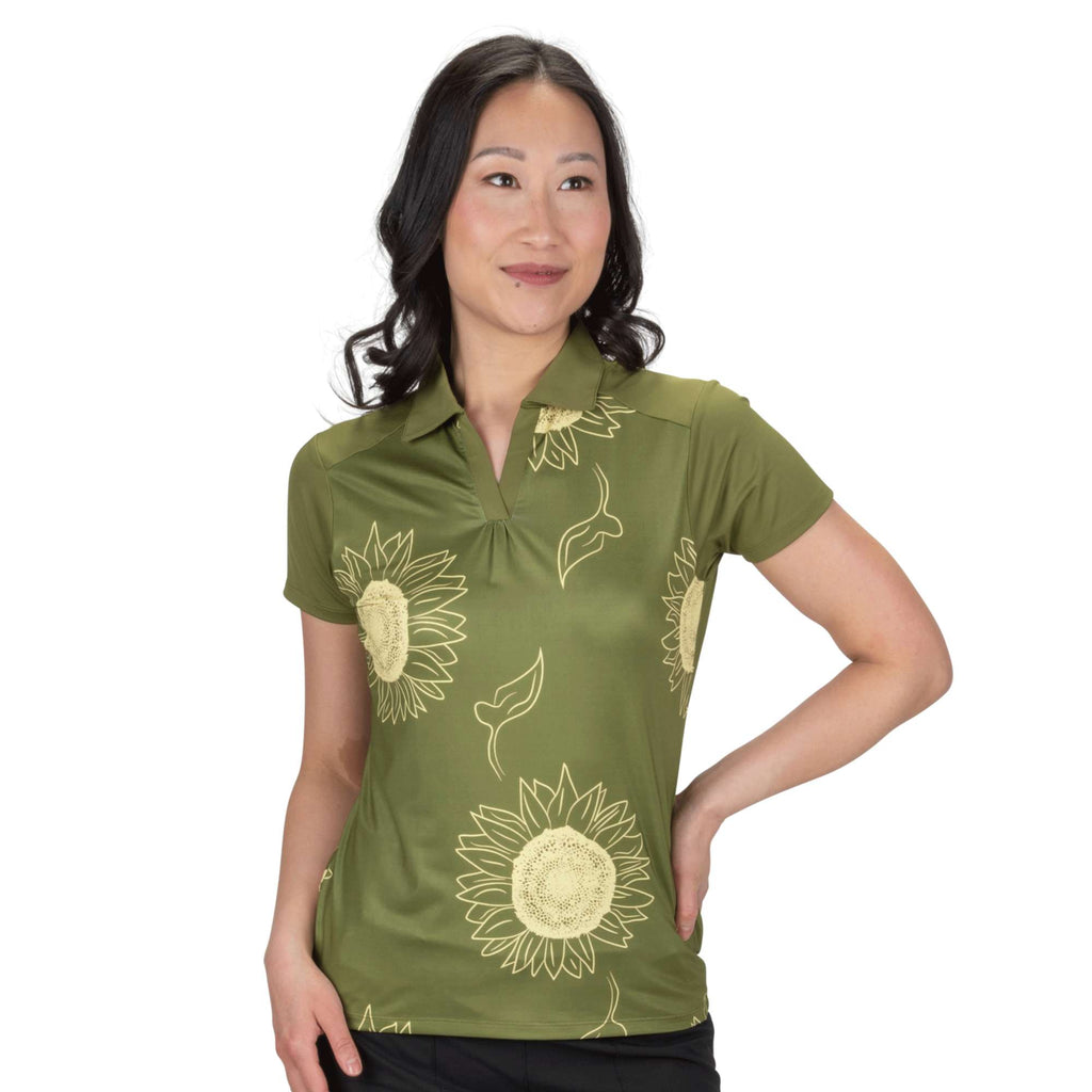 Nancy Lopez   Sunny Short Sleeve Polo Olive Multi