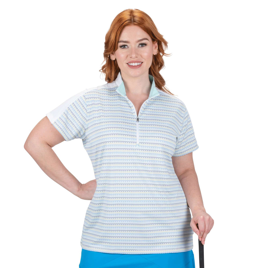 Nancy Lopez   Triumph Short Sleeve Polo Plus White Multi