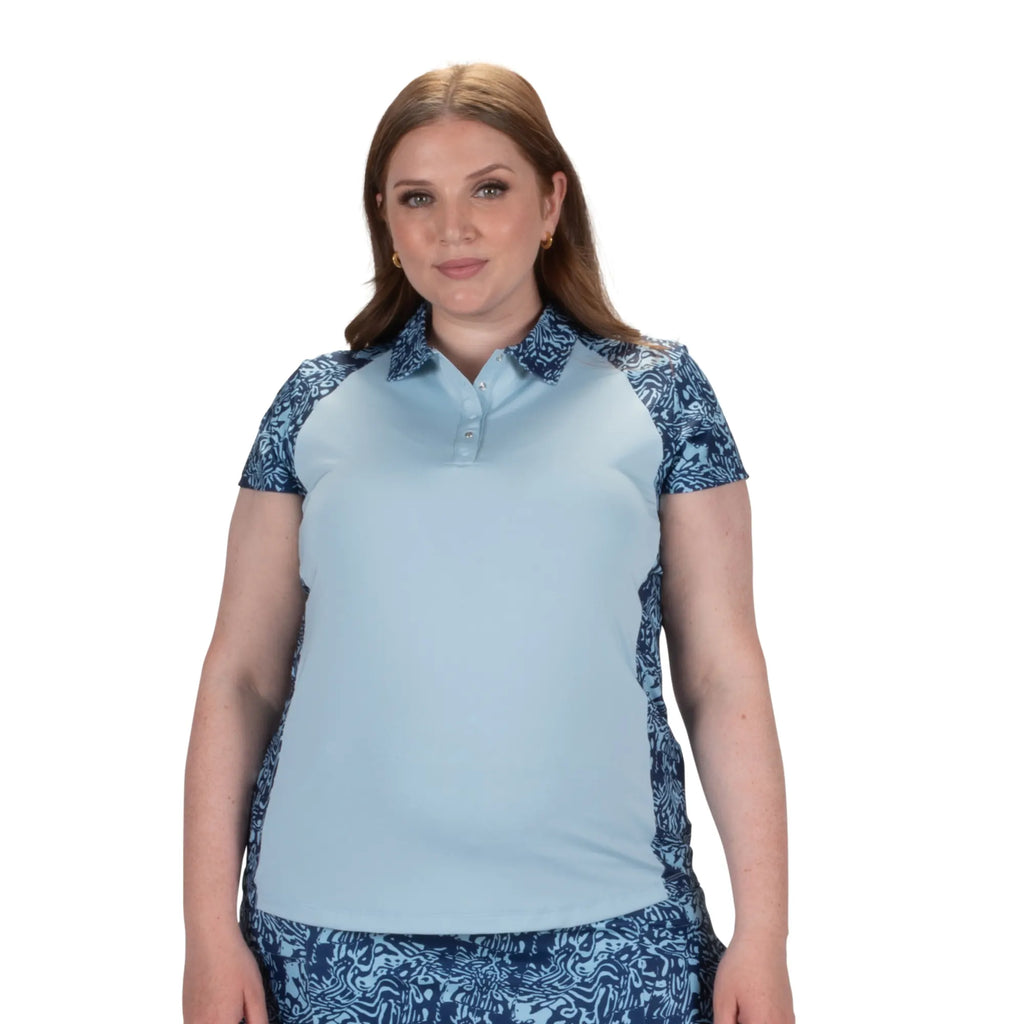 Nancy Lopez  Congo Short Sleeve Polo Chambray Multi