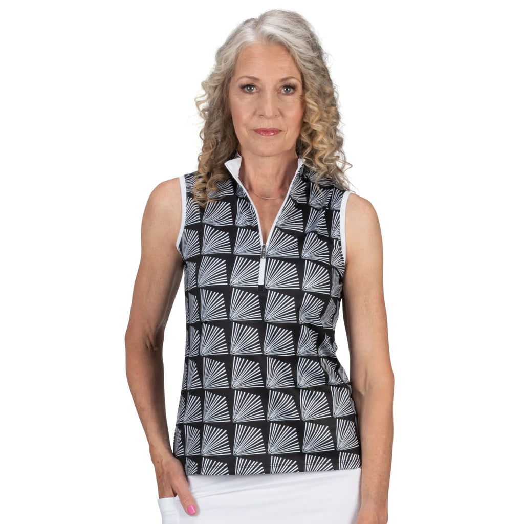 Nancy Lopez  Fanny Sleeveless Polo Black Multi