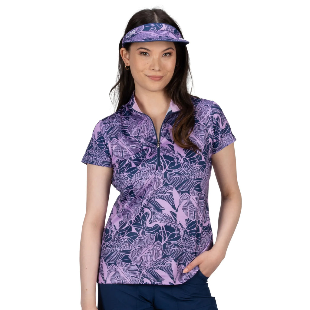 Nancy Lopez  Lush Short Sleeve Polo Navy Multi