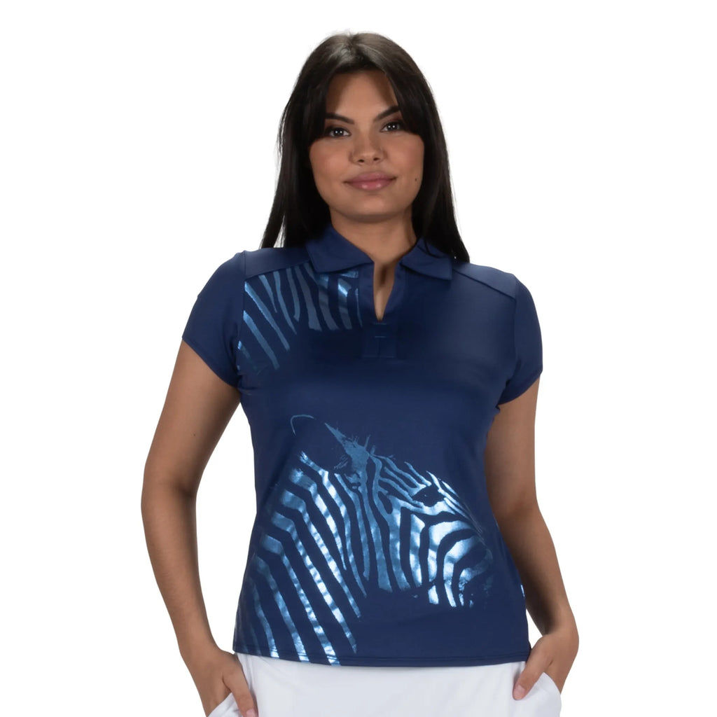 Nancy Lopez  Safari Short Sleeve Polo Navy Multi