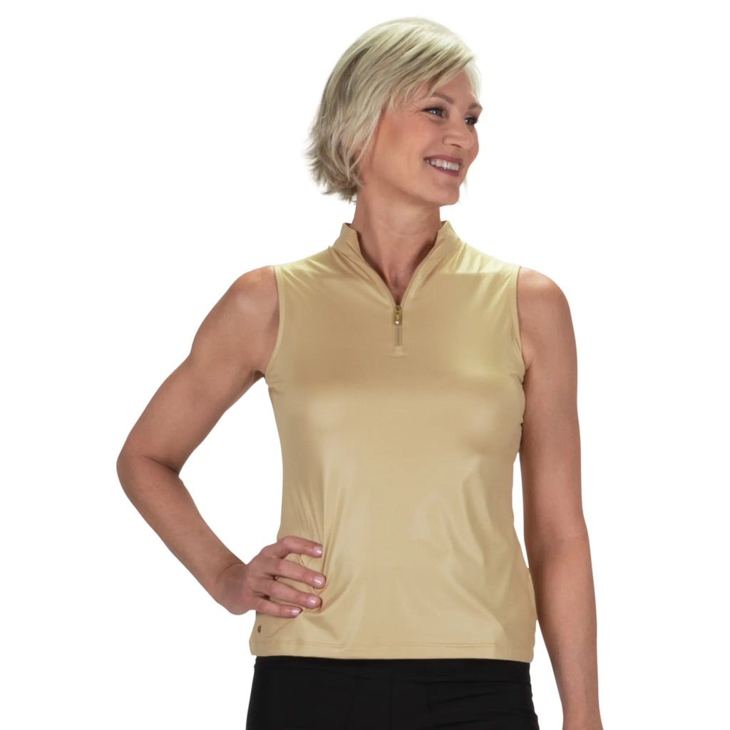 Nancy Lopez  Shine Sleeveless Polo Gold Multi