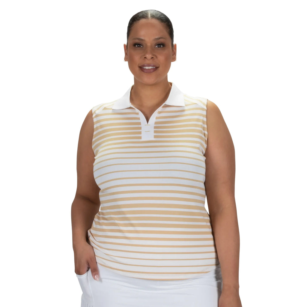 Nancy Lopez  Tango Sleeveless Polo White  Multi