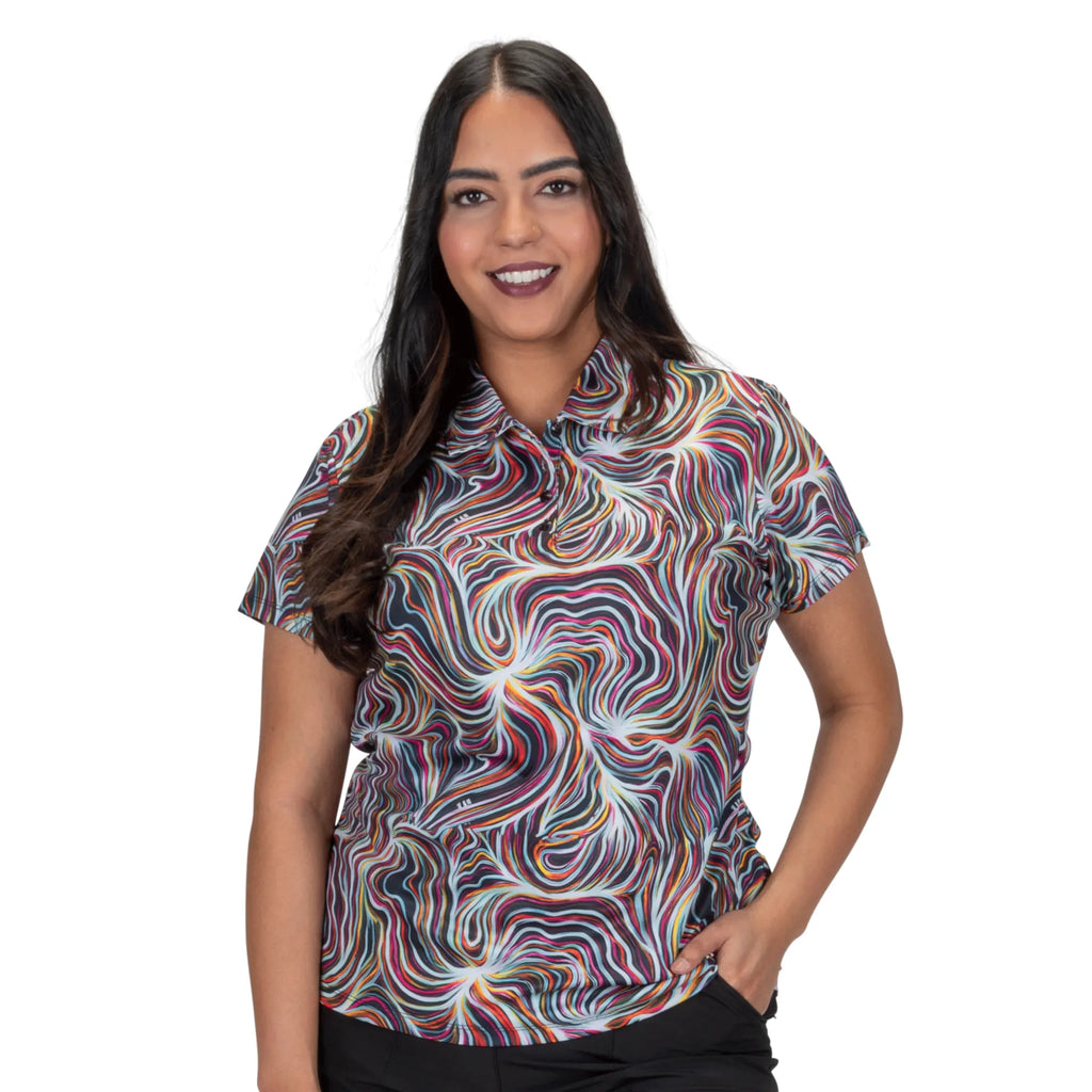 Nancy Lopez  Legacy Short Sleeve Polo Plus Black Multi