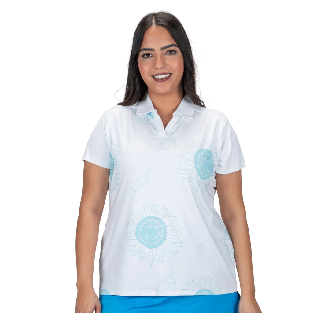 Nancy Lopez   Sunny Short Sleeve Polo Plus White Multi