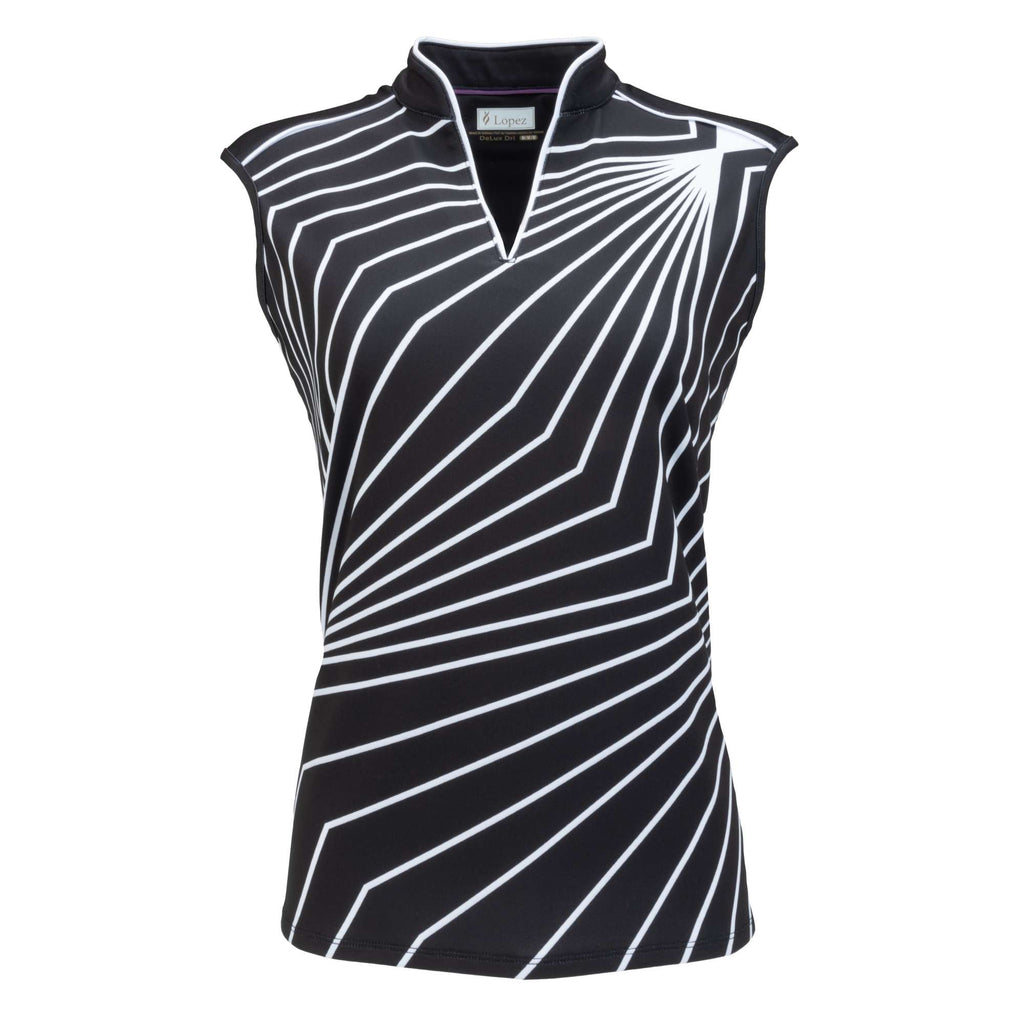 Nancy Lopez   Fractal Sleeveless Polo Black Multi