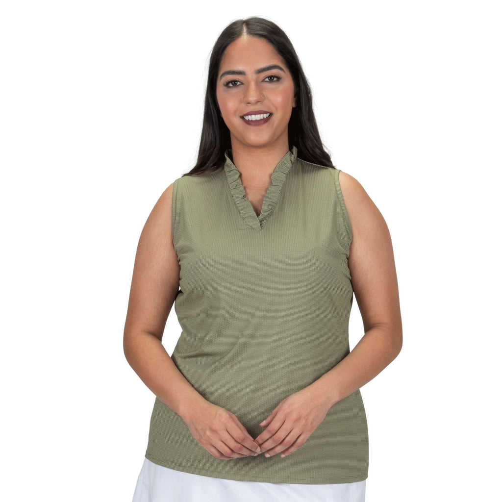 Nancy Lopez   Fresh Sleeveless Polo Plus Olive