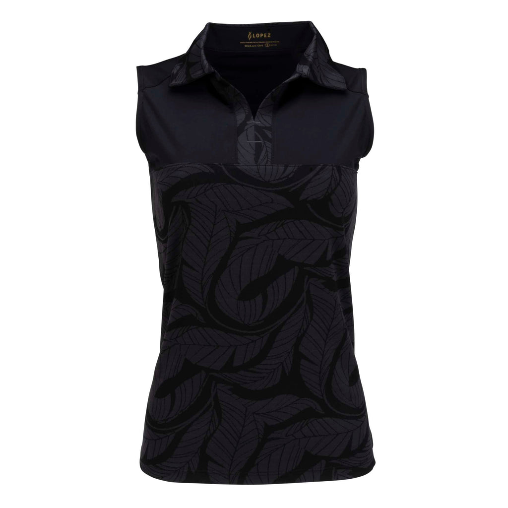 Nancy Lopez  Havana Sleeveless Polo Black Multi