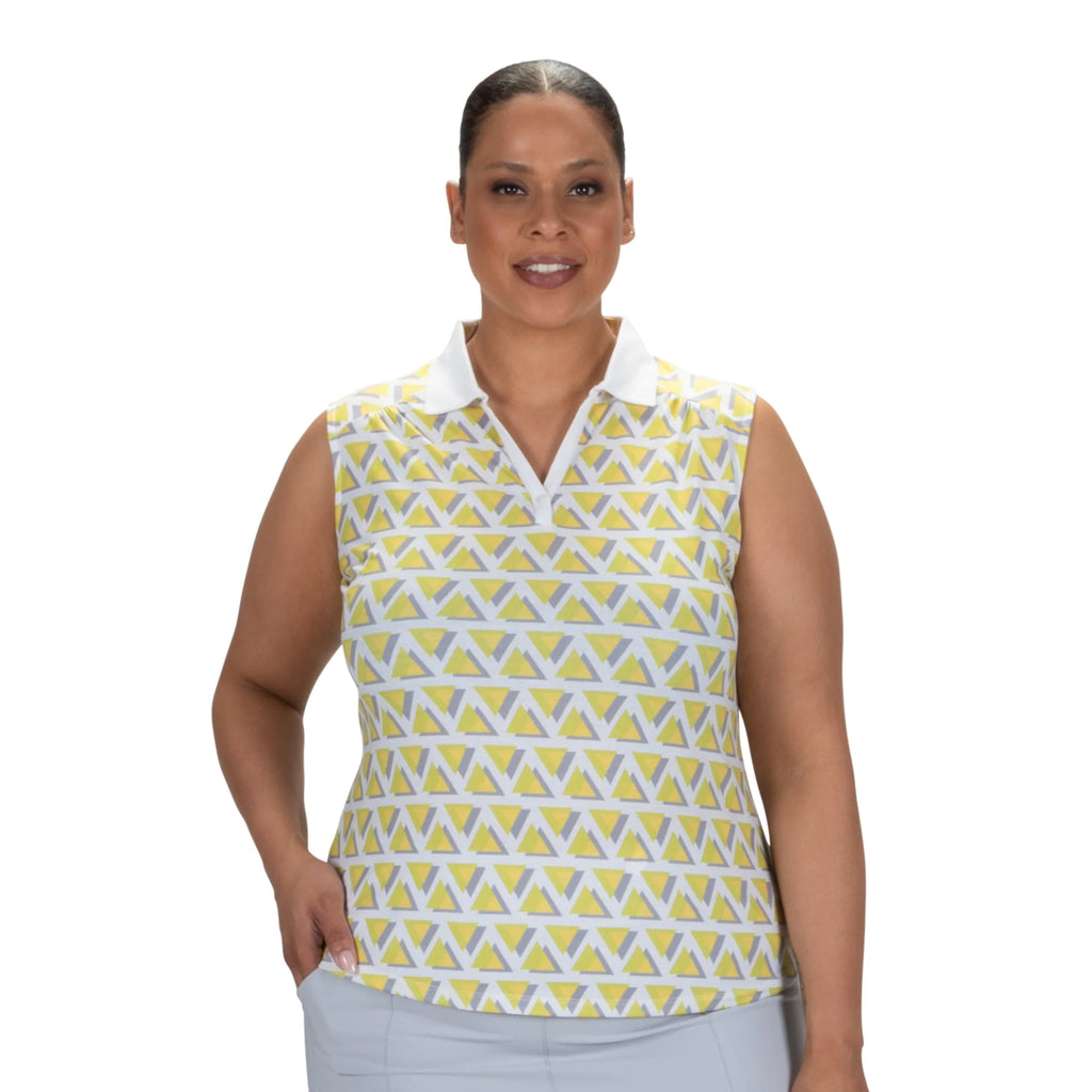 Nancy Lopez  Yuma Sleeveless Polo Plus White Multi