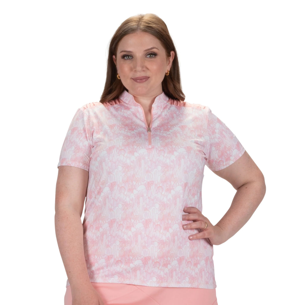 Nancy Lopez  Agava Short Sleeve Polo Plus Quartz Multi