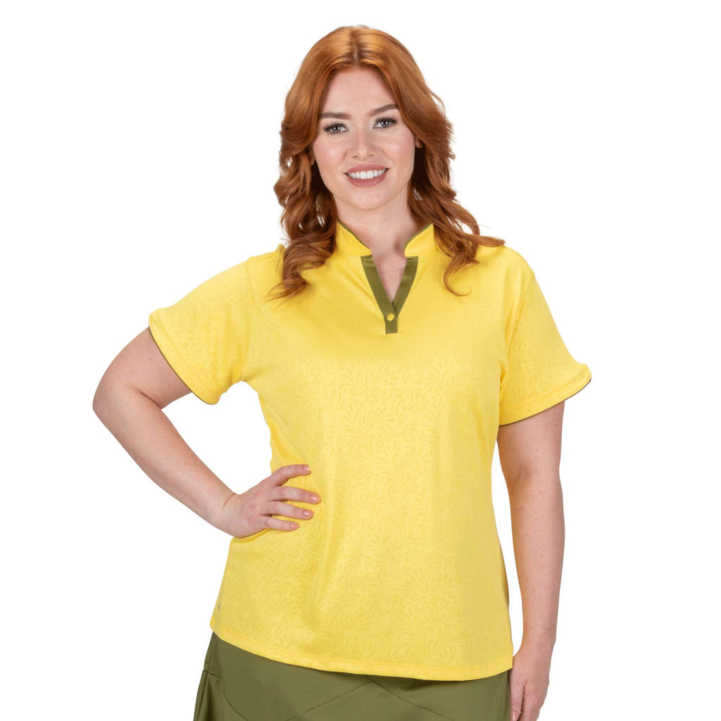 Nancy Lopez   Vine Short Sleeve Polo Plus Sunny Multi