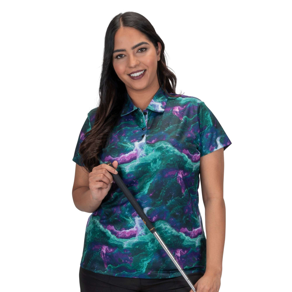 Nancy Lopez  Supra Short Sleeve Polo Plus Black Multi