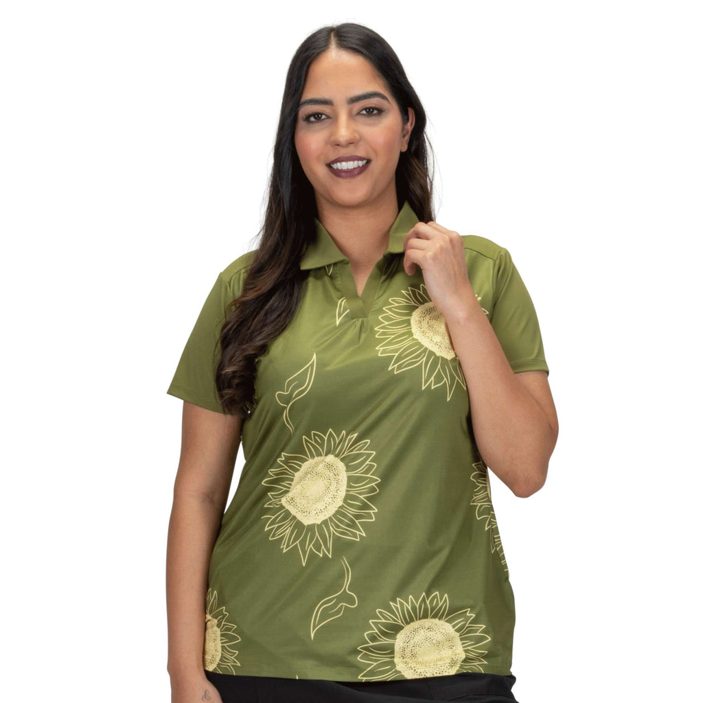 Nancy Lopez   Sunny Short Sleeve Polo Plus Olive Multi