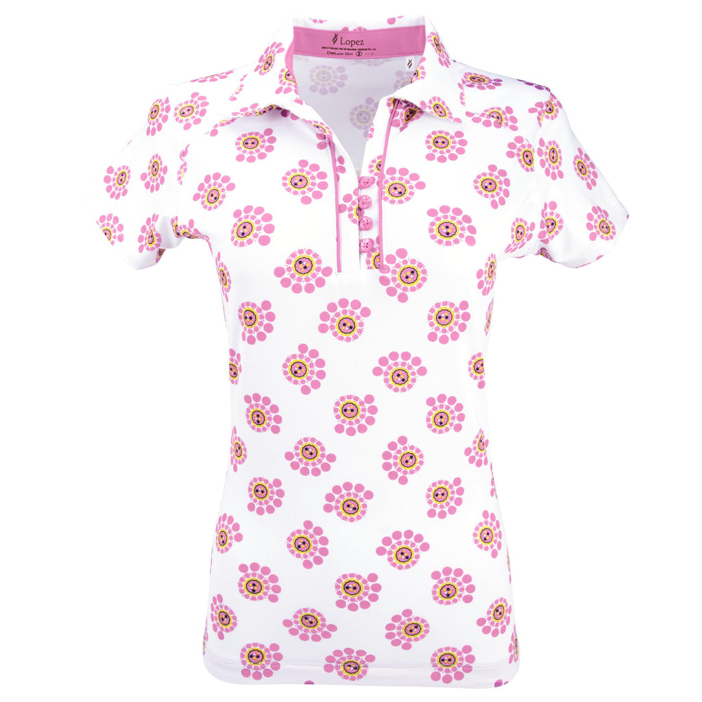 Bloom Short Sleeve Polo Plus Hot Pink Multi