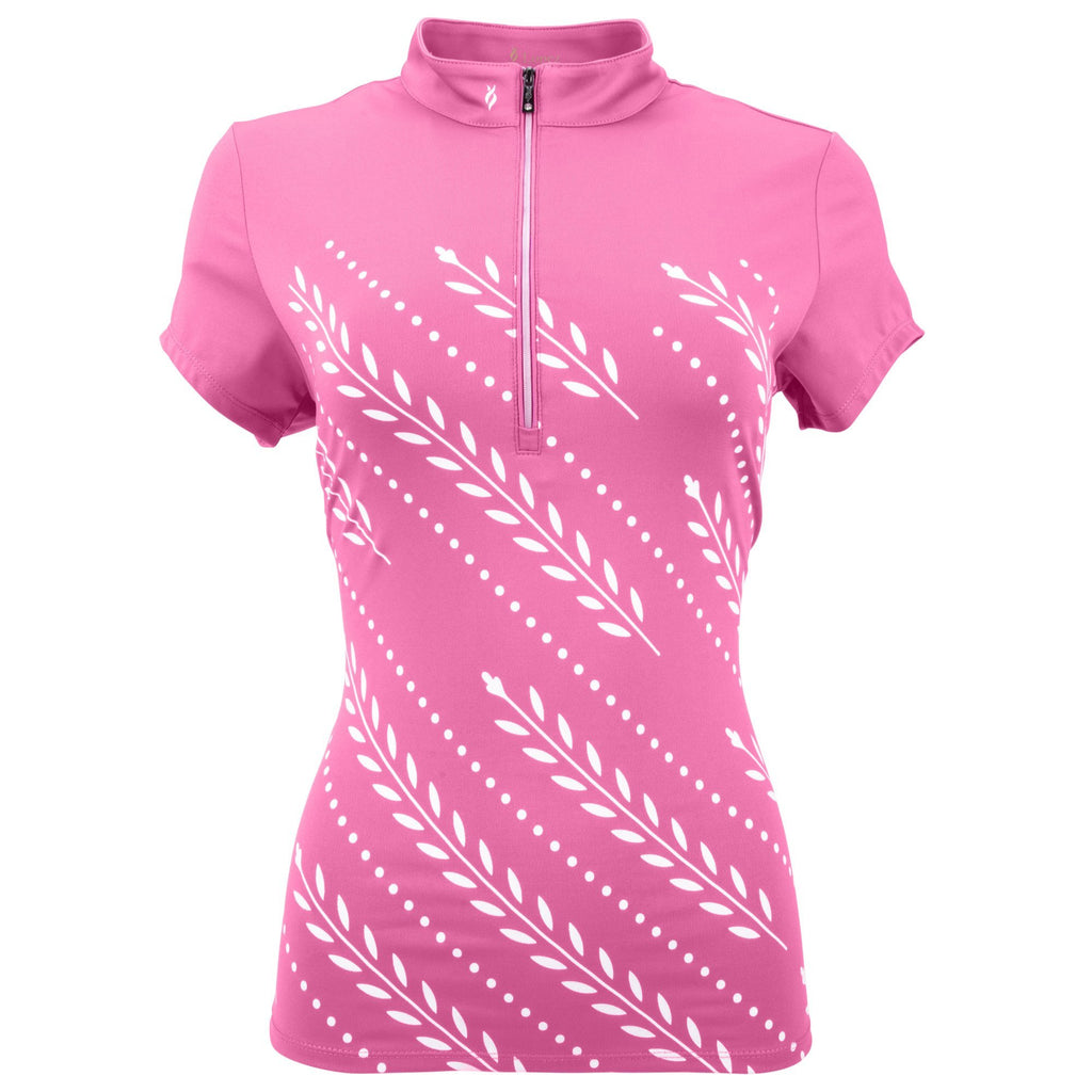 Carefree Short Sleeve Polo Hot Pink/White