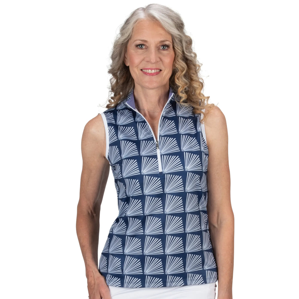 Nancy Lopez  Fanny Sleeveless Polo Navy Multi