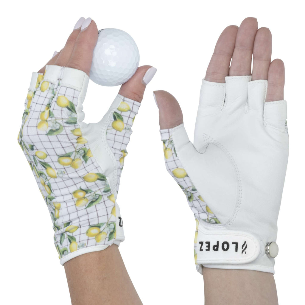 Nancy Lopez Golf Half Finger Tart Lemon Glove Left Hand / X-Large
