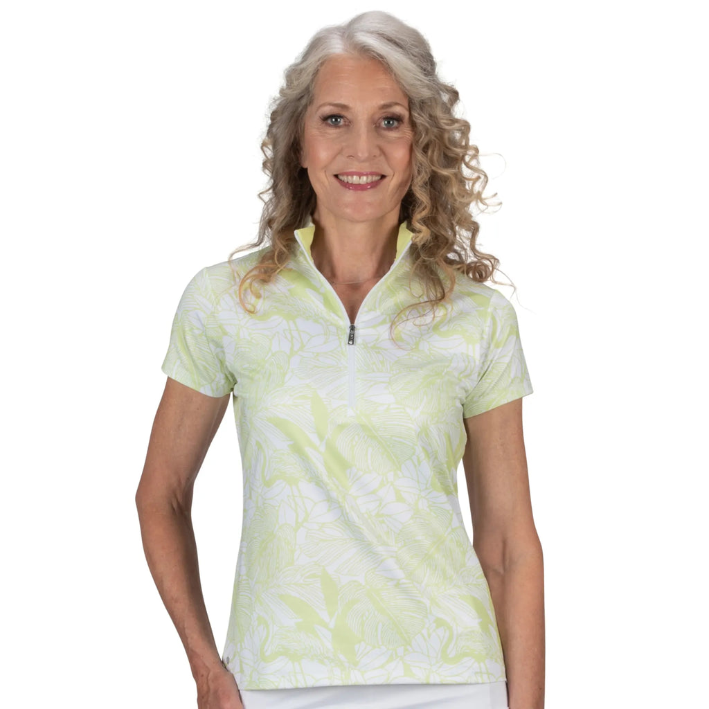 Nancy Lopez  Lush Short Sleeve Polo Pistashio Multi